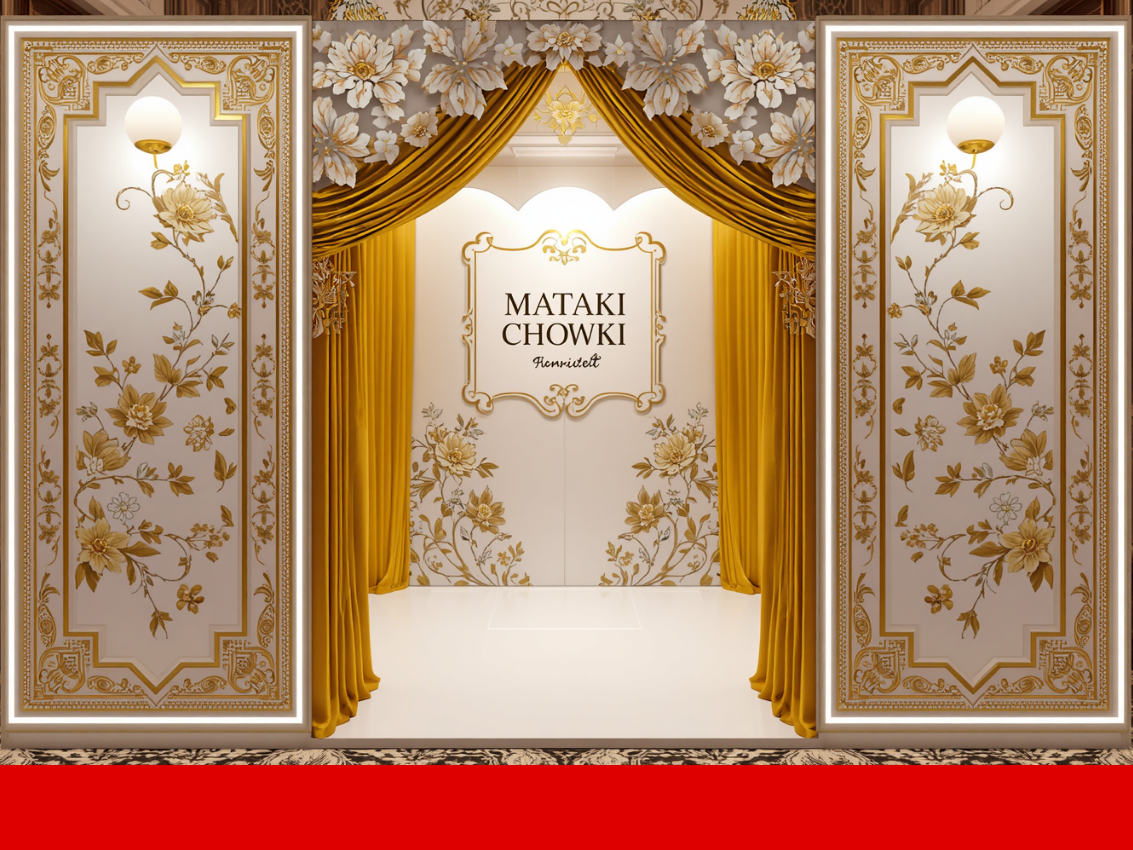 Mataki Chowki Premium Backdrop Setup – Royal Floral Theme Décor on Rent